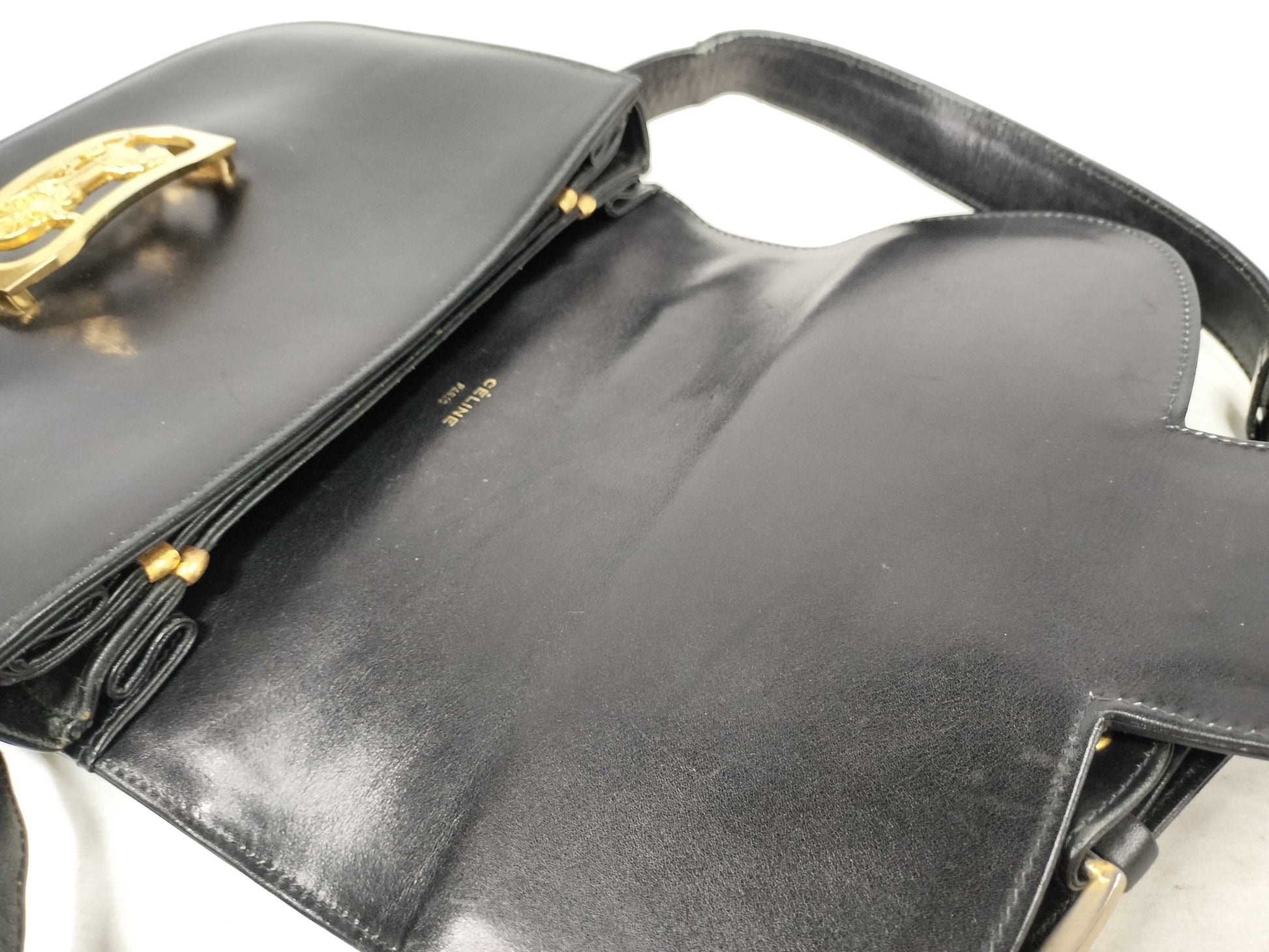 CELINE Carriage Hardware Shoulder Bag Box Calf Shoulder Bag