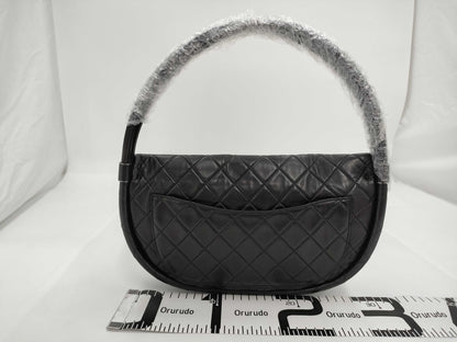 CHANEL Hula Hoop Matelasse Lambskin Handbag, Black, Card & Seal, No. 18
