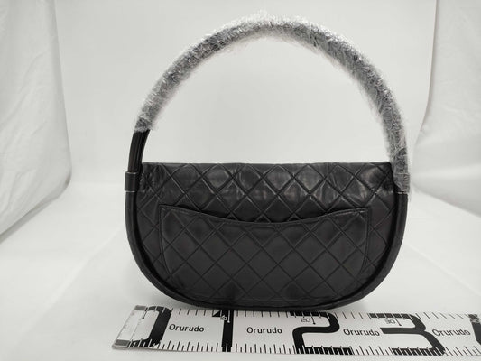 CHANEL Hula Hoop Matelasse Lambskin Handbag, Black, Card & Seal, No. 18