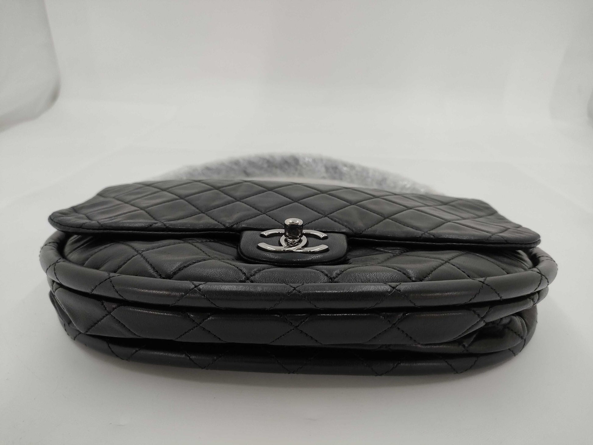 CHANEL Hula Hoop Matelasse Lambskin Handbag, Black, Card & Seal, No. 18