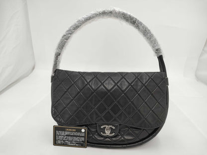 CHANEL Hula Hoop Matelasse Lambskin Handbag, Black, Card & Seal, No. 18