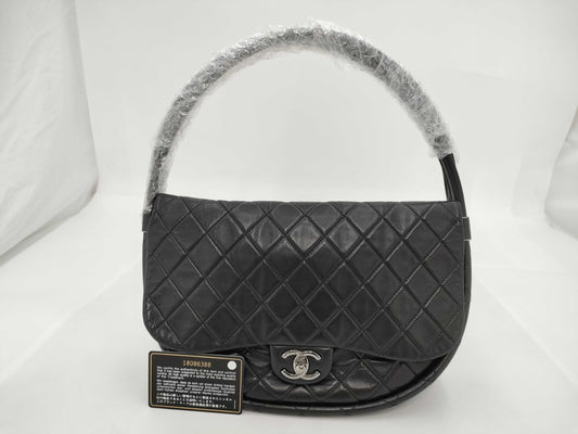 CHANEL Hula Hoop Matelasse Lambskin Handbag, Black, Card & Seal, No. 18