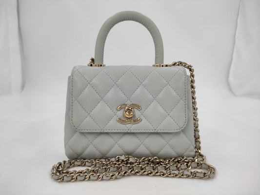 CHANEL Extra Mini Caviar Leather Coco Handle 18" Gold Hardware Chain 2-Way Chain Shoulder Bag Random Number AP4244 Handbag