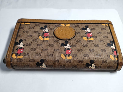 GUCCI GG Disney GG Mickey Long Wallet Brown Wallet