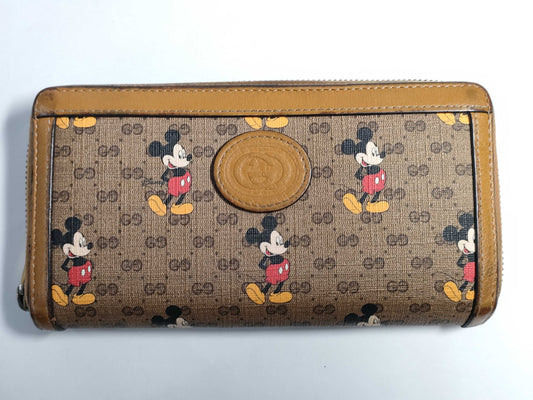 GUCCI GG Disney GG Mickey Long Wallet Brown Wallet