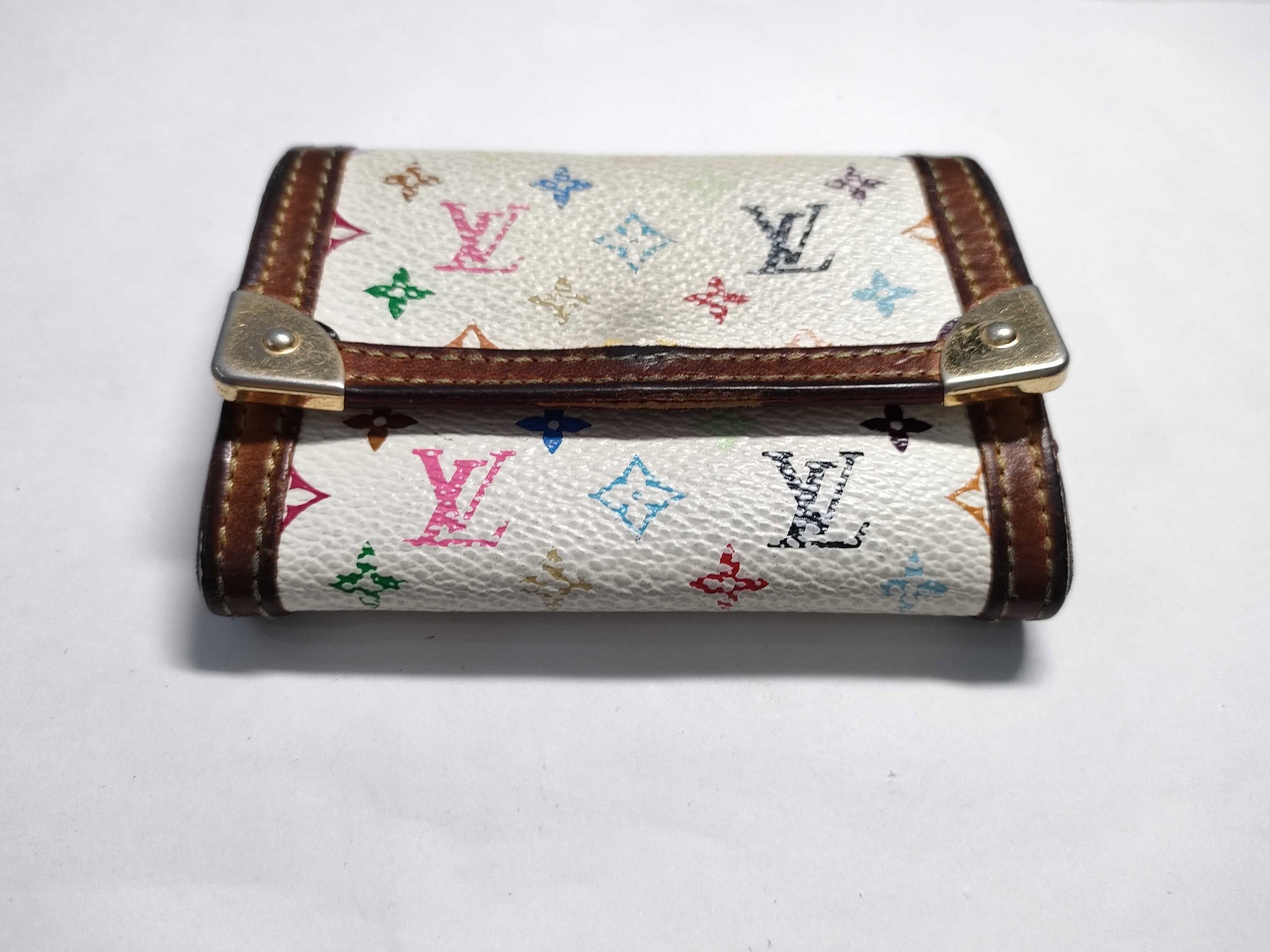 LOUIS VUITTON Monogram Multicolore Coin Case, White