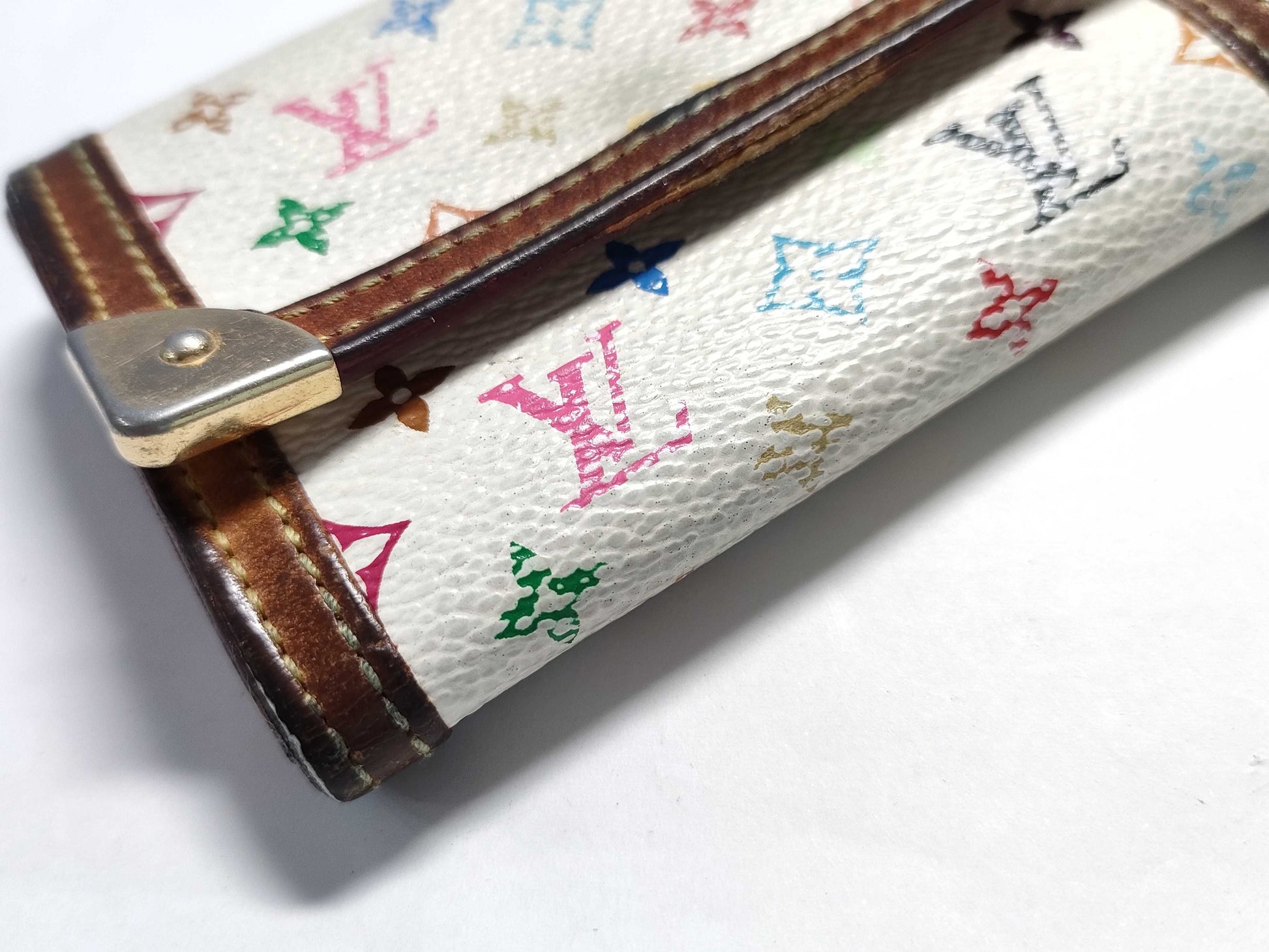 LOUIS VUITTON Monogram Multicolore Coin Case, White