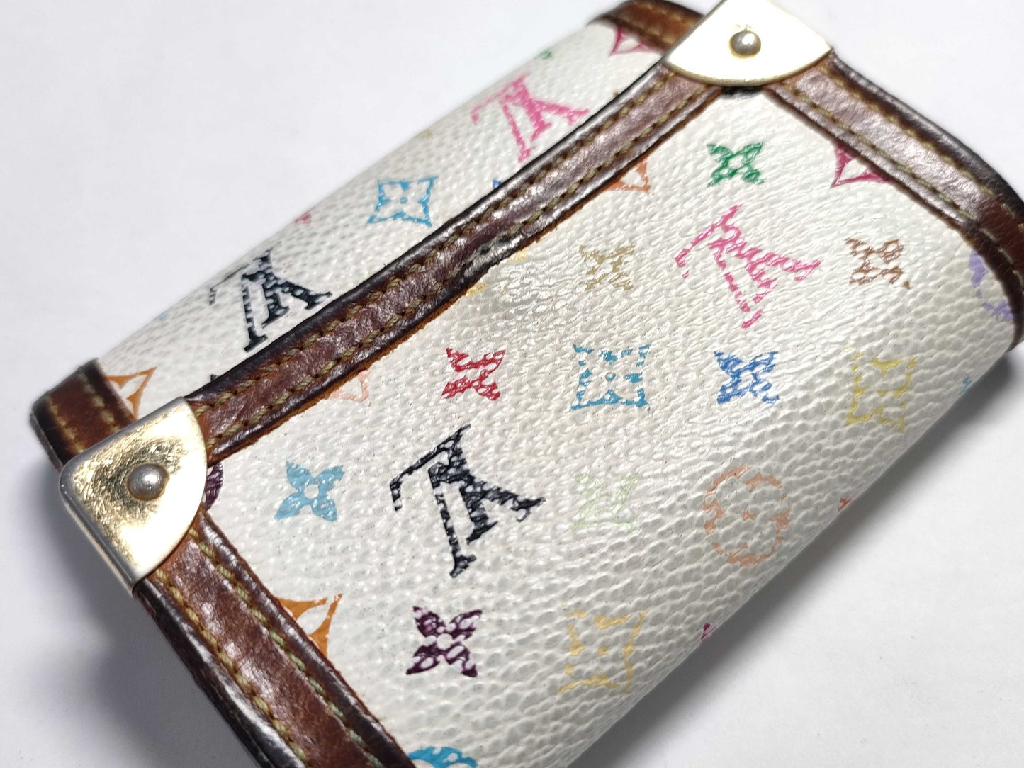 LOUIS VUITTON Monogram Multicolore Coin Case, White