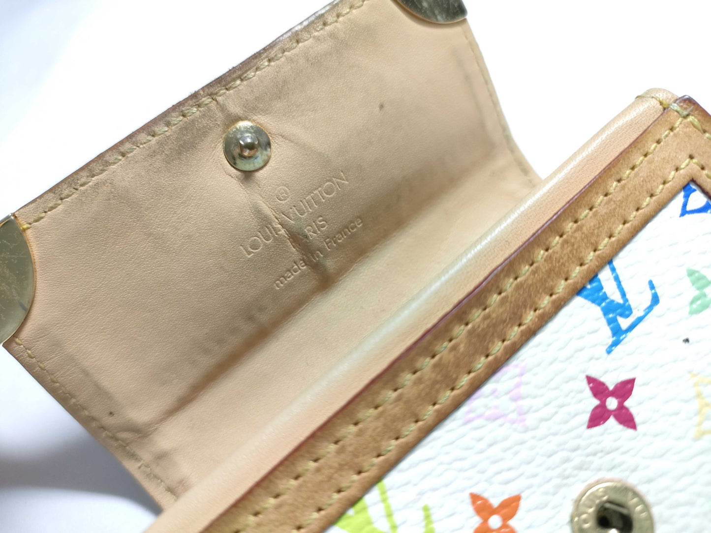 LOUIS VUITTON Monogram Multicolore Coin Case, White