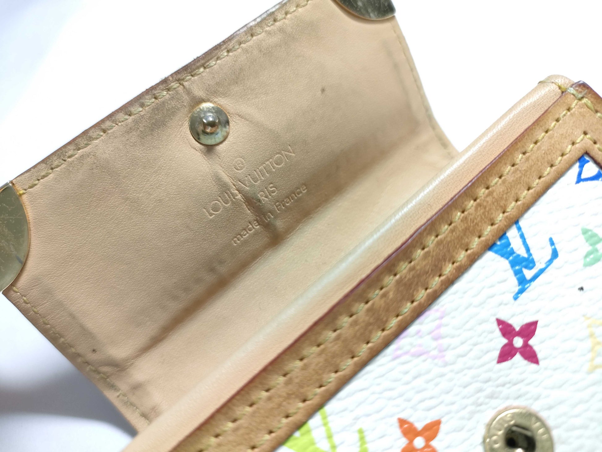 LOUIS VUITTON Monogram Multicolore Coin Case, White
