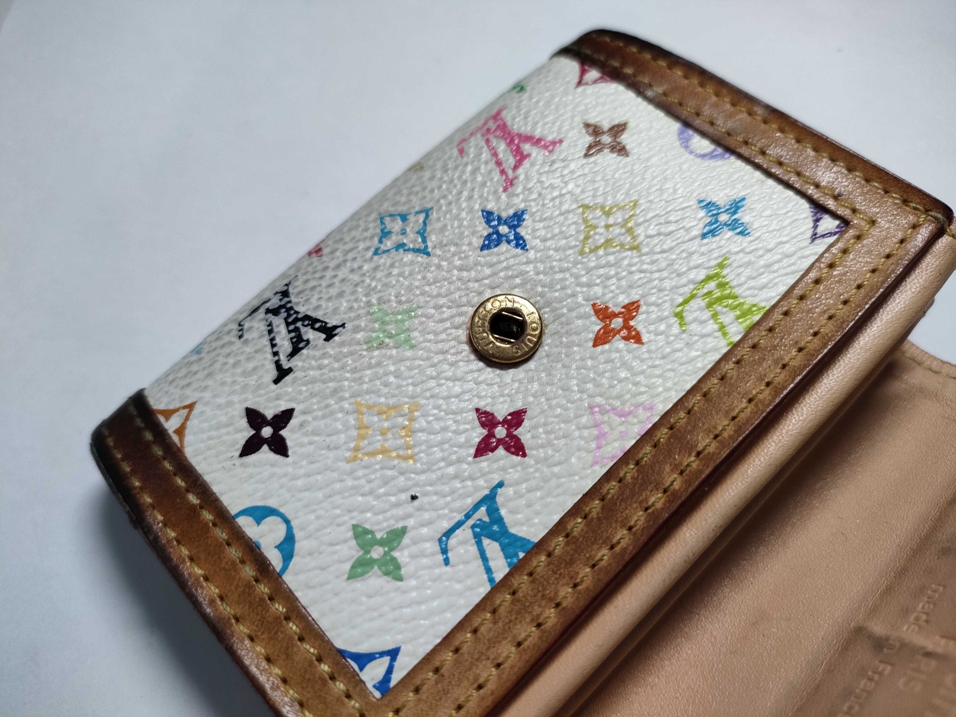 LOUIS VUITTON Monogram Multicolore Coin Case, White