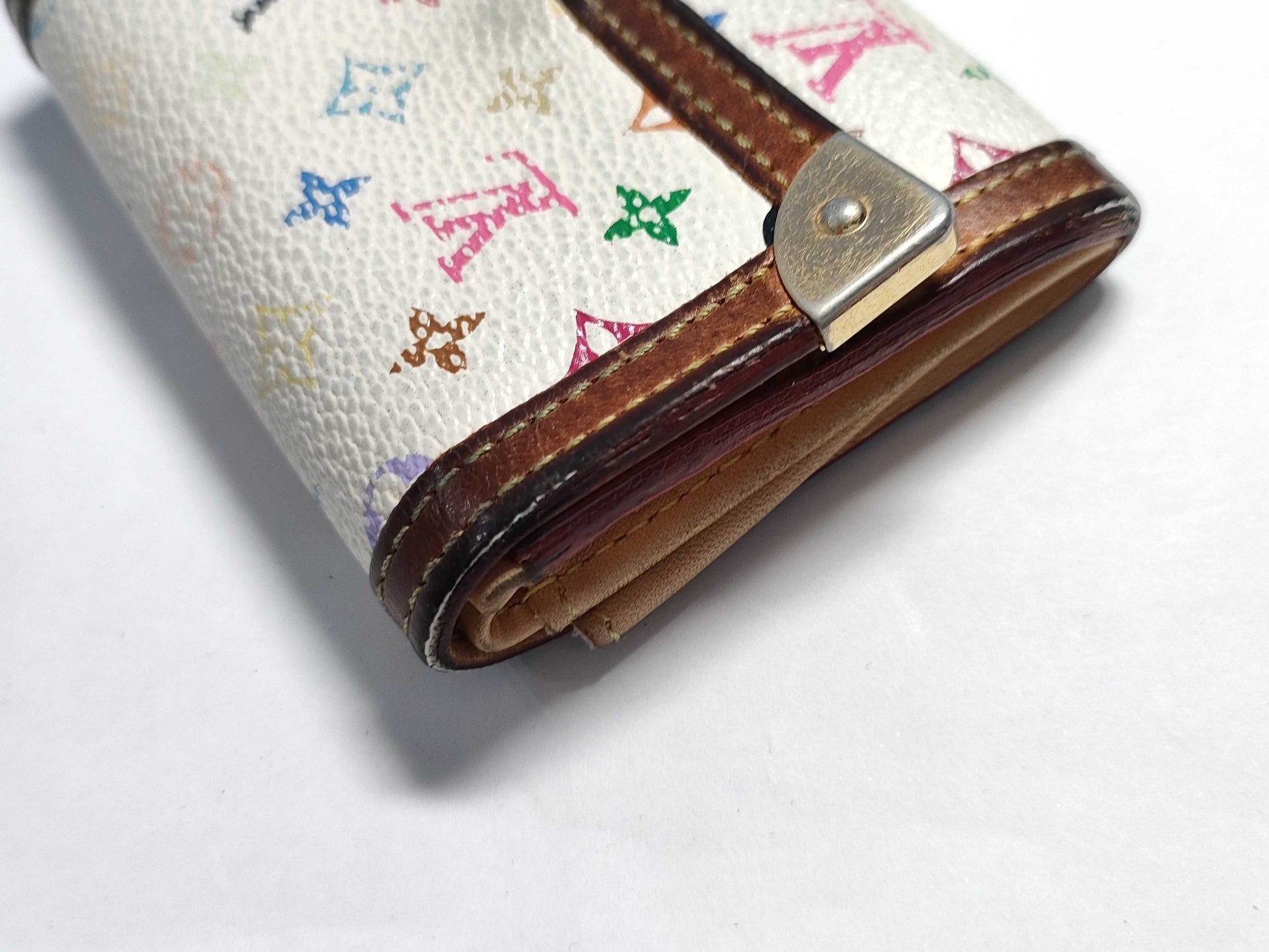 LOUIS VUITTON Monogram Multicolore Coin Case, White