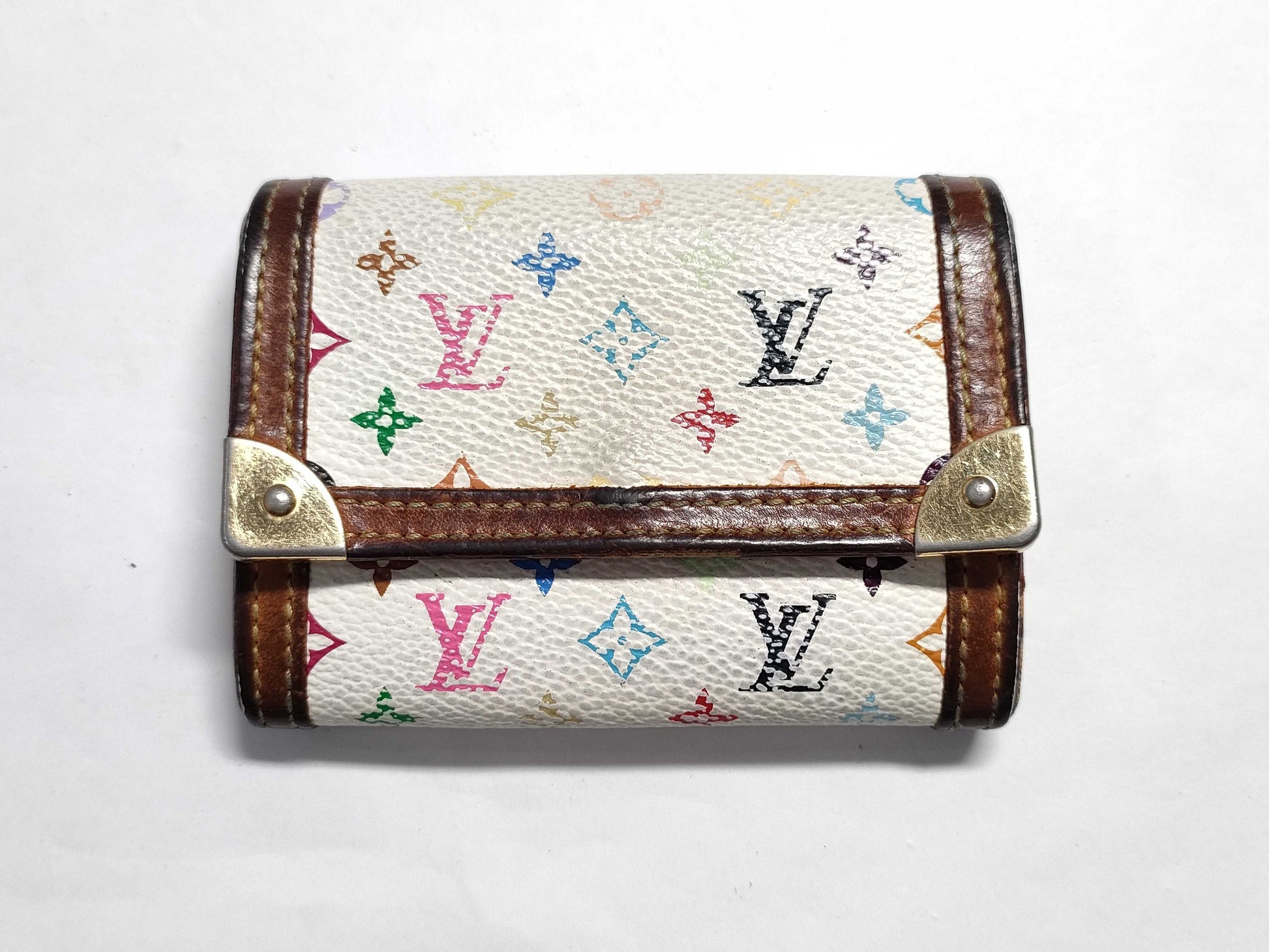 LOUIS VUITTON Monogram Multicolore Coin Case, White