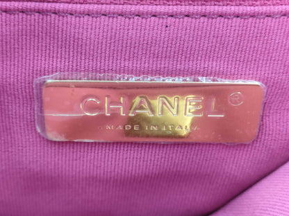 CHANEL 19 Satin 2-Way Chain Turnlock Shoulder Bag in Pink with Serial Number Plate