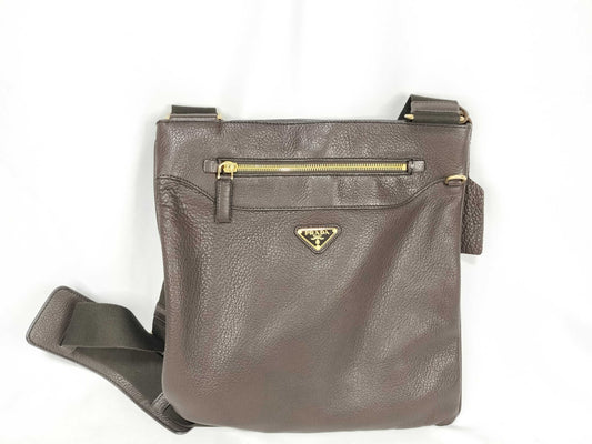 PRADA PRADA Leather Shoulder Bag Brown