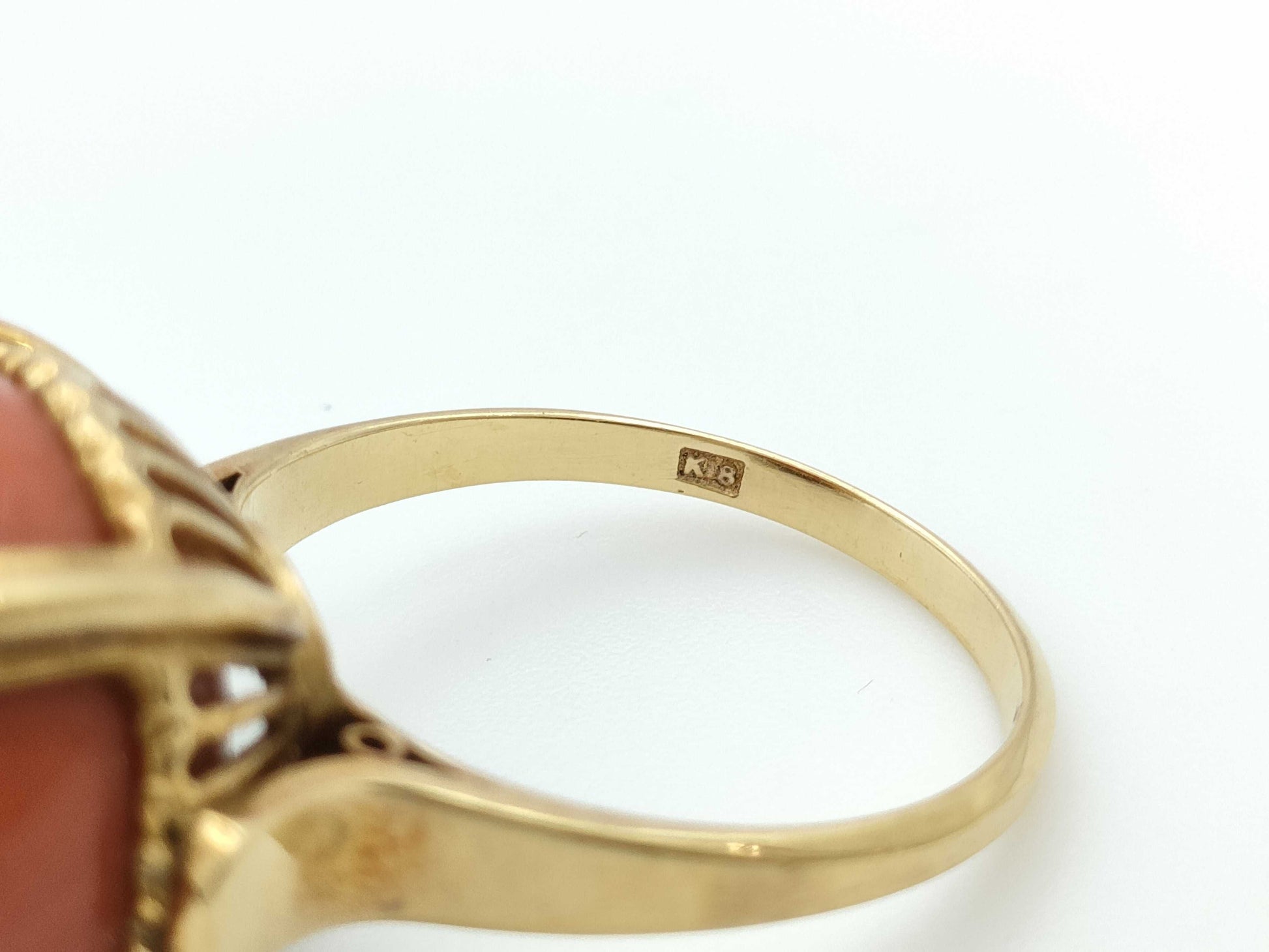 Coral Ring, Diameter: Approx. 16.5mm, 18K Gold, 11.9g 