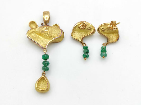 Keiko Ikeda 2-piece set, emerald 750, 14.7g, other small items 