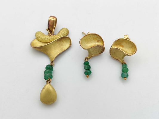 Keiko Ikeda 2-piece set, emerald 750, 14.7g, other small items 