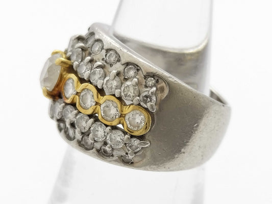 D0.52/1.64ct Pt900/K18 13.7g Ring 