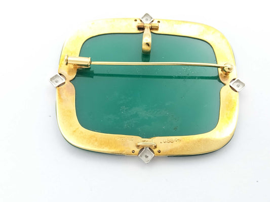 Colored Stone Agate D0.088ct K18/PT900 23.6g Brooch 