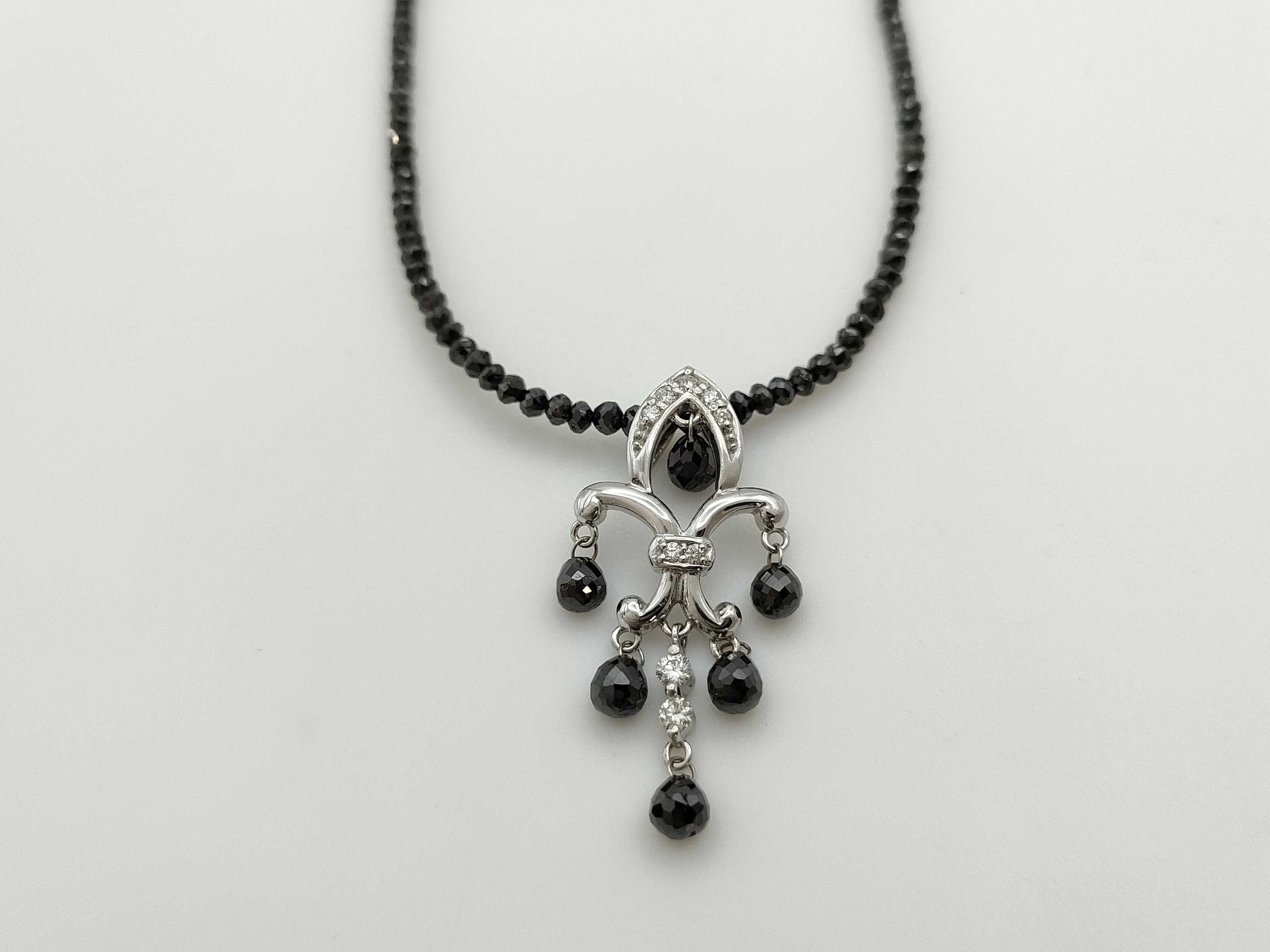 BLKD2.10/12.60ct D0.13ct K18WG 6.1g Necklace 