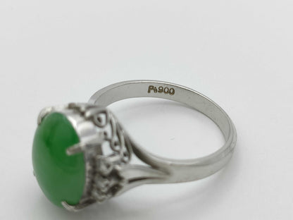 Jade D0.11ct Pt900 5.4g Ring 