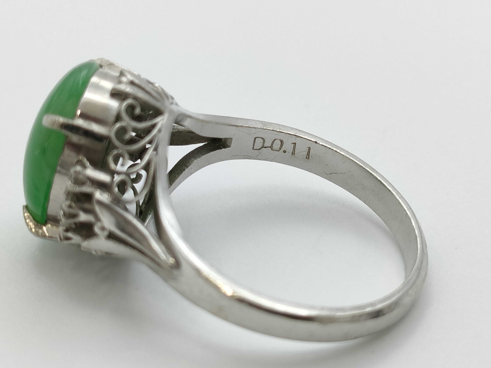 Jade D0.11ct Pt900 5.4g Ring 