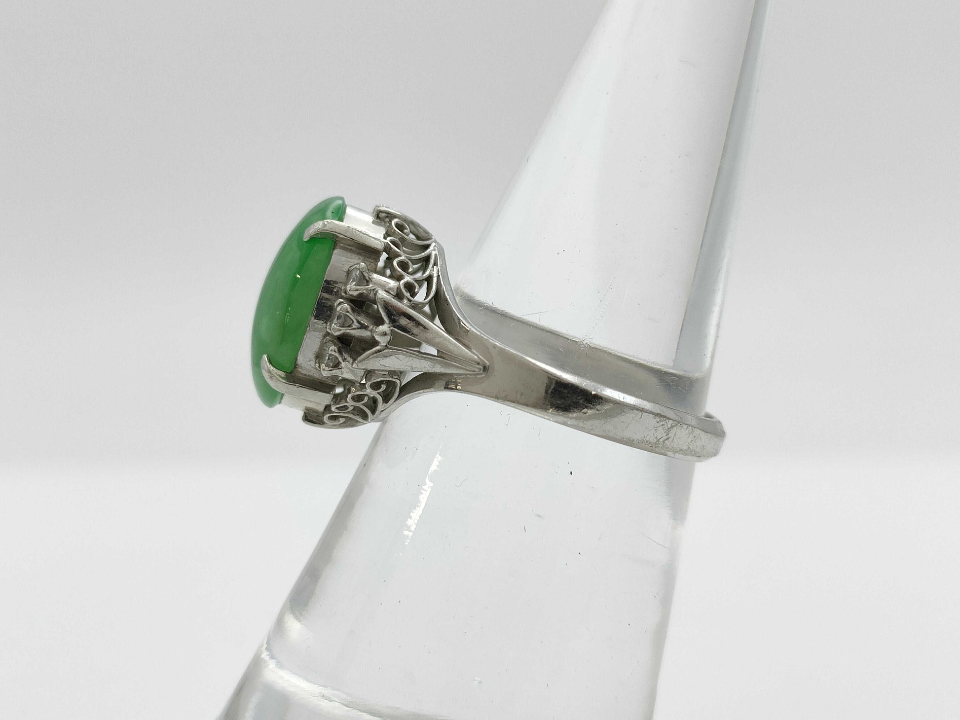Jade D0.11ct Pt900 5.4g Ring 