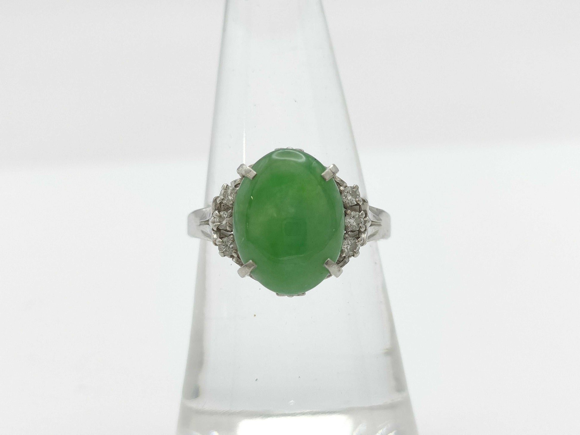 Jade D0.11ct Pt900 5.4g Ring 