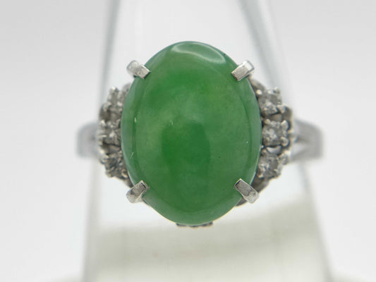 Jade D0.11ct Pt900 5.4g Ring 