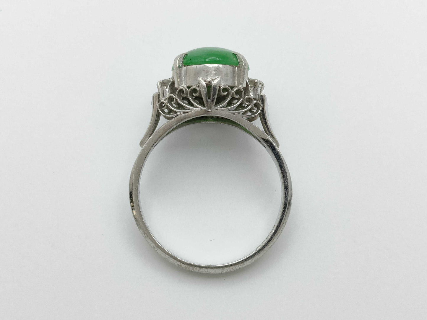 Jade D0.11ct Pt900 5.4g Ring 