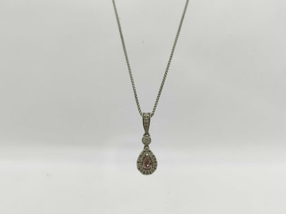 0.10ct Pink Diamond, 0.51ct Colorless Diamond, Pt900/850, 2.5g Necklace 