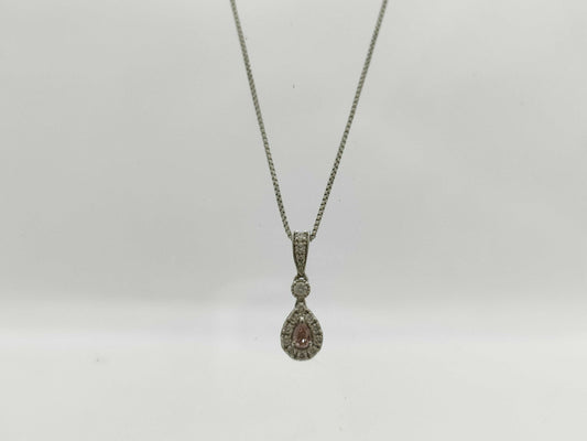 0.10ct Pink Diamond, 0.51ct Colorless Diamond, Pt900/850, 2.5g Necklace 