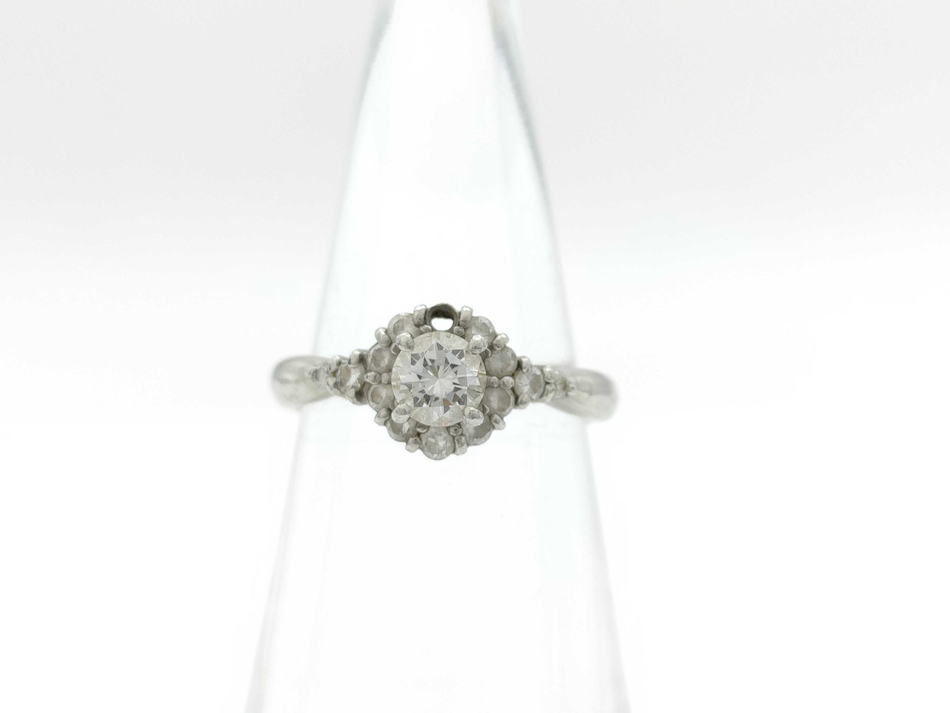 D0.388/0.27ct Pt900 3.9g Ring 