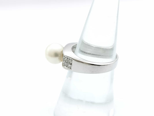 Pearl diameter: approx. 8.6mm, D0.24ct, PT900, 9.5g, Ring 