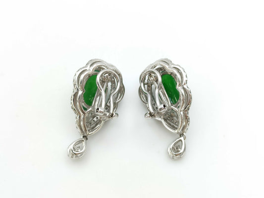 Jadeite 4.23ct D0.65ct / Jadeite 4.29ct D0.65ct K14WG/K18WG 11.8g Earrings 