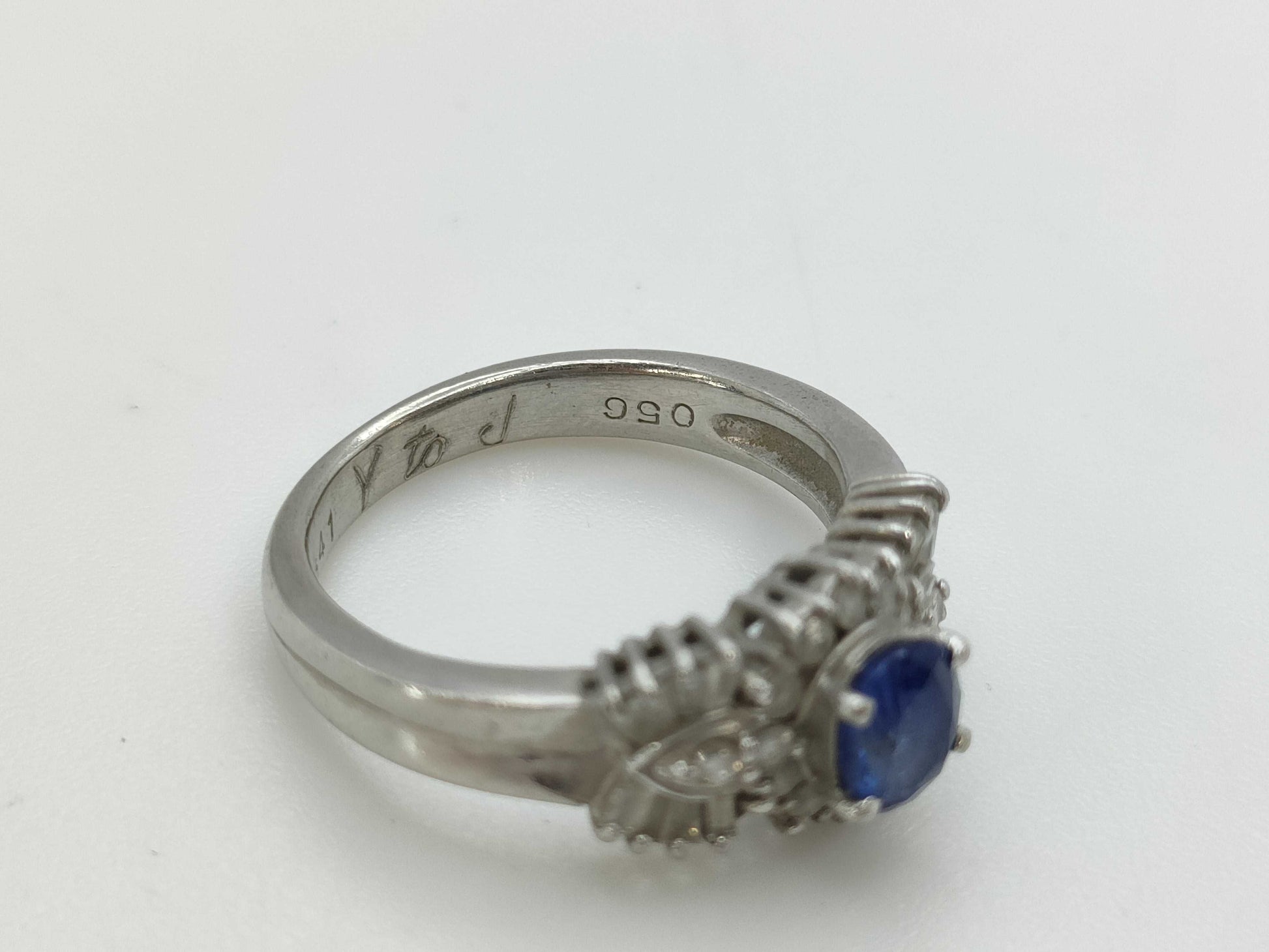 Sapphire and Diamond Pt900/850 5.5g Ring 
