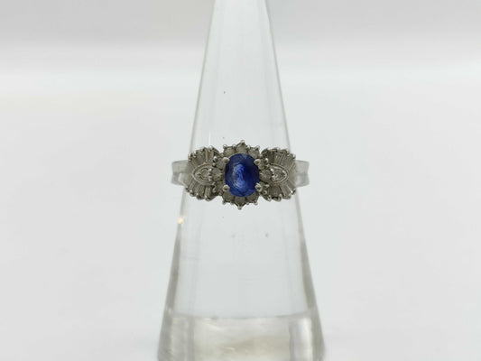 Sapphire and Diamond Pt900/850 5.5g Ring 