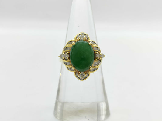 Jadeite and Diamond 750 5.7g Ring 