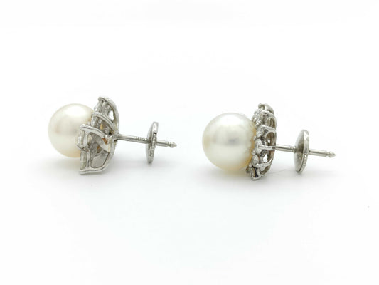 Pearl, Diameter: Approx. 8.0mm, D0.41ct, Pt900, 5.7g, Earrings 