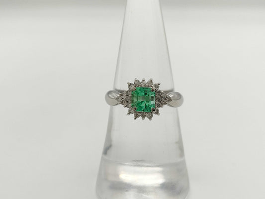 E0.70ct D0.27ct Pt900 3.7g Ring 