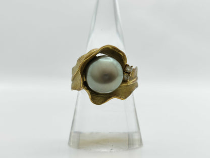 Pearl, Diameter: Approx. 10.7mm, D0.07ct, 18K Gold, 11.4g, Ring 