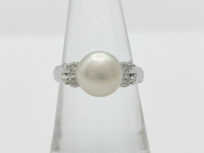 Pearl Ring, Diameter: Approx. 8.7mm, D0.23ct, Pt900, 6.1g 