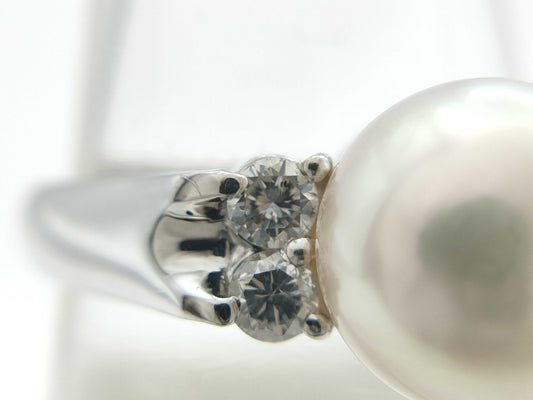 Pearl Ring, Diameter: Approx. 8.7mm, D0.23ct, Pt900, 6.1g 