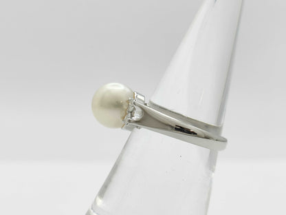Pearl Ring, Diameter: Approx. 8.7mm, D0.23ct, Pt900, 6.1g 