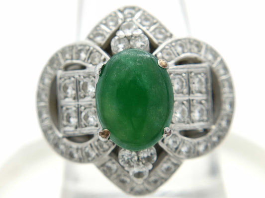 Jadeite 2.11ct D0.96ct Pt900 17.5g Ring 
