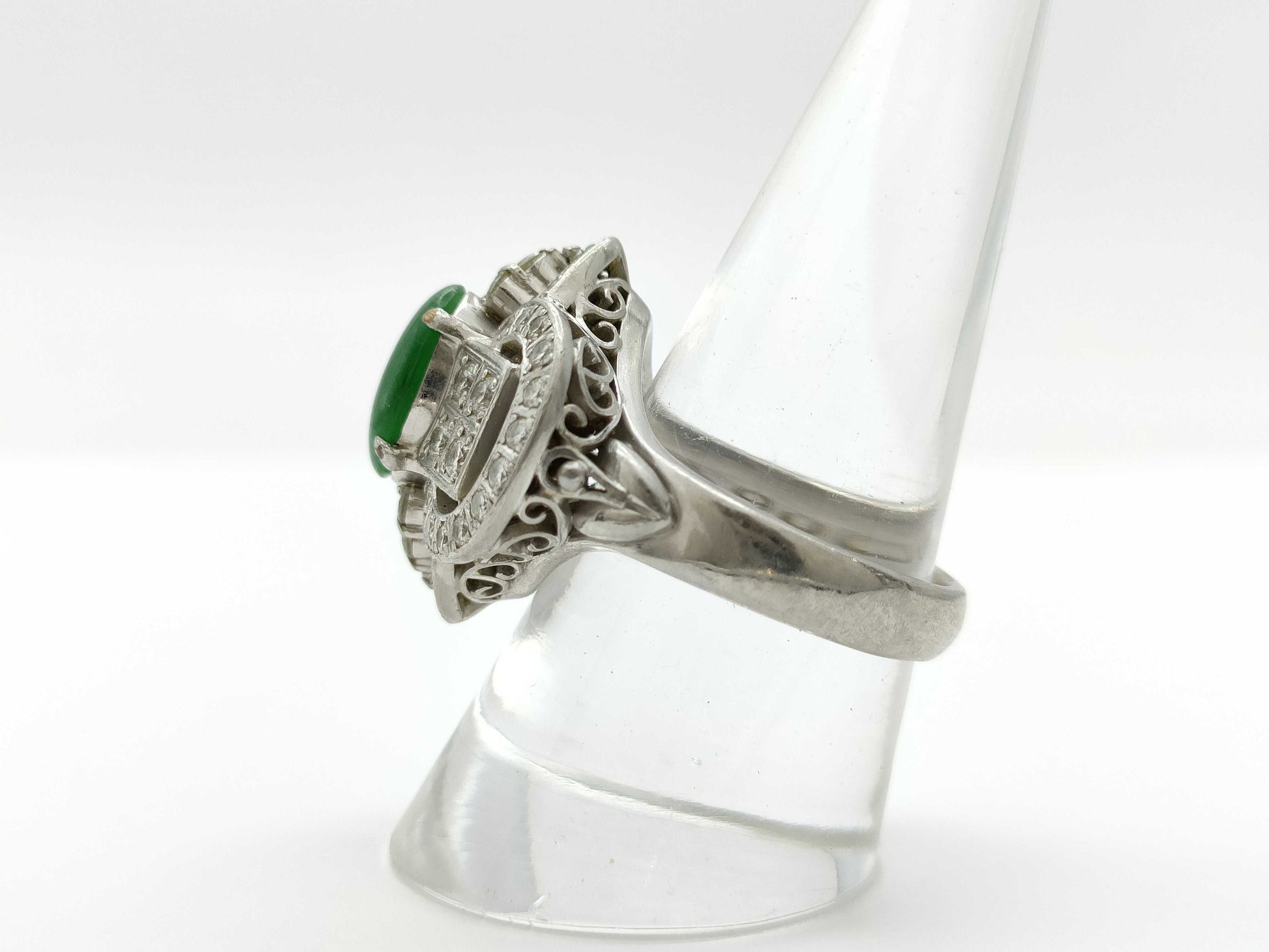 Jadeite 2.11ct D0.96ct Pt900 17.5g Ring 