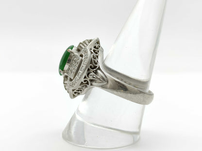 Jadeite 2.11ct D0.96ct Pt900 17.5g Ring 
