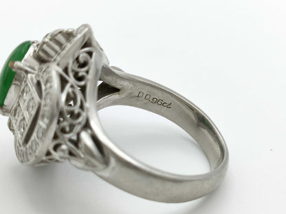Jadeite 2.11ct D0.96ct Pt900 17.5g Ring 