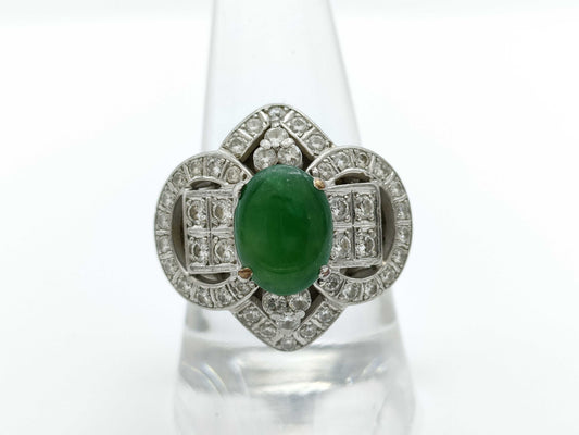 Jadeite 2.11ct D0.96ct Pt900 17.5g Ring 